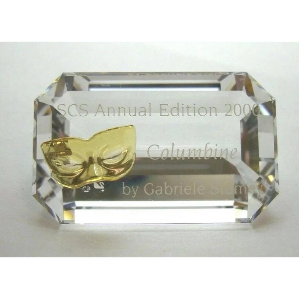 NEW IN BOX Swarovski Crystal 2000 Columbine Masquerade Title Plaque 0252372